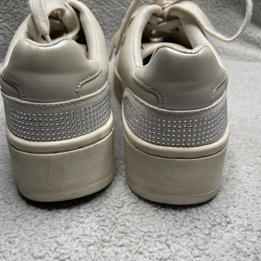 Guess Women's Platform Sneaker Off-White Size 6 Sparkle Lace-up Logo - Picture 10 of 12